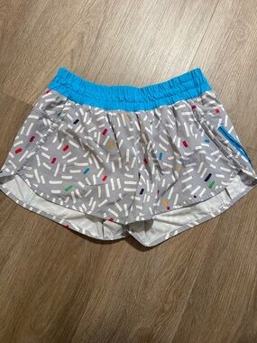 Women’s Gray Athletic Shorts with Blue Waistband